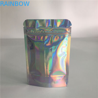 Mylar Foil Bag Bao bì bằng nhựa Hologram Zipper Zipper Tùy chỉnh với cửa sổ rõ ràng