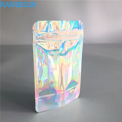 Mylar Foil Bag Bao bì bằng nhựa Hologram Zipper Zipper Tùy chỉnh với cửa sổ rõ ràng