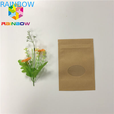 Ba mặt niêm phong kraft đứng lên túi túi Zipper cho bao bì trái cây khô