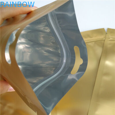 Top Zipper Stand Up Túi Túi Vật liệu nhiều lớp với lỗ treo Euro / Vòng