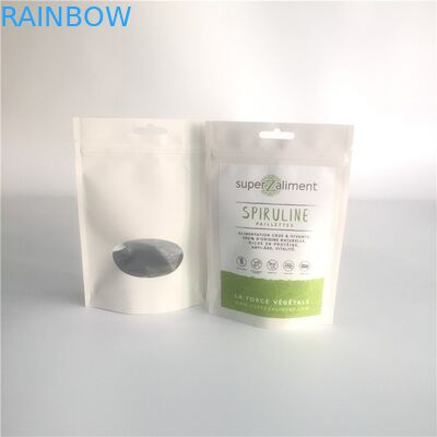 Túi giấy tùy chỉnh có thể khóa lại Đứng lên Túi in ống đồng với cửa sổ rõ ràng