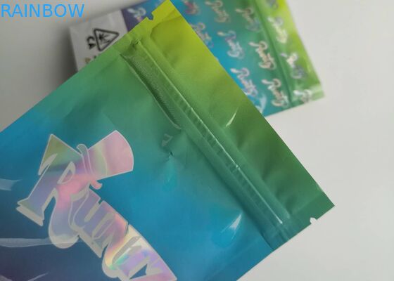 Hologram Weed Stand Up Zipper Bag Mùi Runtz Túi có cửa sổ rõ ràng