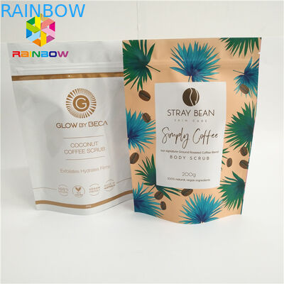 Lá nhôm đứng lên túi cà phê, túi nhựa Ziplock với vết rách