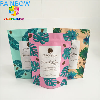 Lá nhôm đứng lên túi cà phê, túi nhựa Ziplock với vết rách