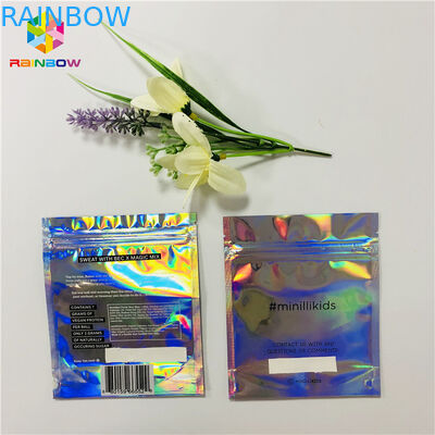 Bao bì mỹ phẩm tùy chỉnh Túi nhựa Hologram Mylar Zipper với cửa sổ rõ ràng
