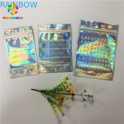 Mặt trước rõ ràng Mylar Ziplock Túi giữ nhiệt bằng phẳng Hologram Túi đóng gói