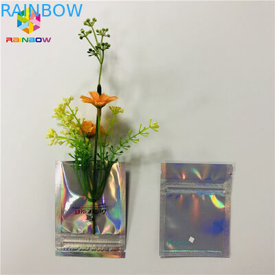 Mặt trước rõ ràng Mylar Ziplock Túi giữ nhiệt bằng phẳng Hologram Túi đóng gói