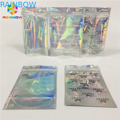 Clear Window Bao bì mỹ phẩm Túi tùy chỉnh In bằng nhựa Hologram Mylar Túi