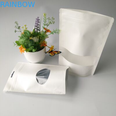 Túi đứng Hộp đựng giấy Bao bì cấp thực phẩm với cửa sổ hình chữ nhật / hình bầu dục rõ ràng