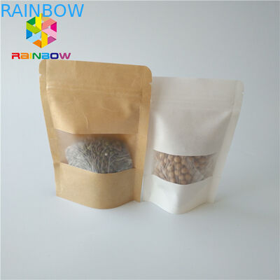 Túi đứng Hộp đựng giấy Bao bì cấp thực phẩm với cửa sổ hình chữ nhật / hình bầu dục rõ ràng