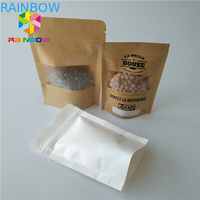 Túi đứng Hộp đựng giấy Bao bì cấp thực phẩm với cửa sổ hình chữ nhật / hình bầu dục rõ ràng