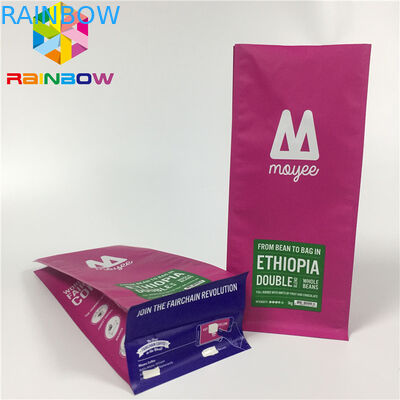 Túi nhôm bọc bao bì, đứng lên túi cà phê đáy phẳng với van