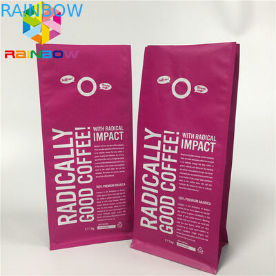 Túi nhôm bọc bao bì, đứng lên túi cà phê đáy phẳng với van