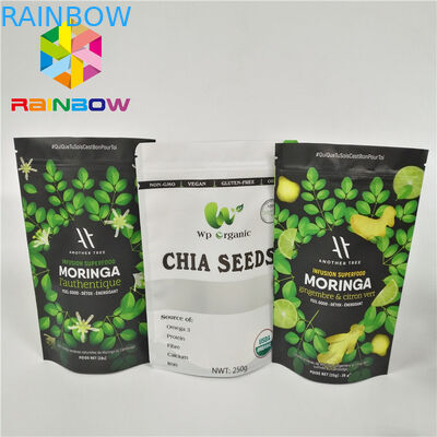 Vật liệu nhiều lớp Đứng lên Túi Túi Moringa Lá Bột Bao bì có khóa kéo