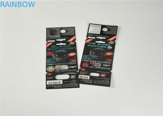 Chất liệu nhựa PP Vỉ nhựa Bao bì Giấy Thuốc tình dục Thẻ với Vàng Rhino Container Bullet