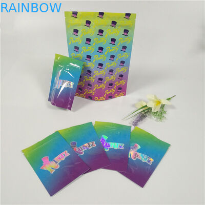 Hologram nhựa sáng bóng Resealable đứng lên Túi Ziplock Runtz Túi có mùi
