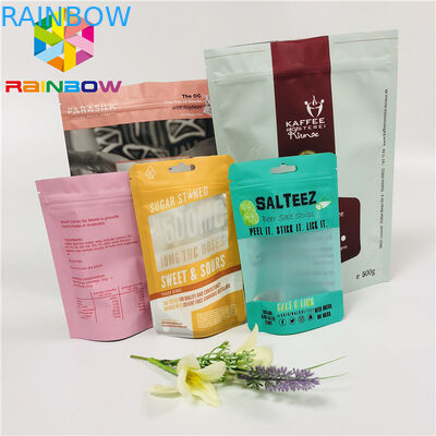 Túi trà mờ Bao bì đứng lên Túi nhôm lá có khóa kéo / vết rách