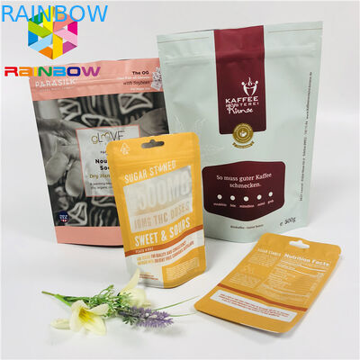 Túi trà mờ Bao bì đứng lên Túi nhôm lá có khóa kéo / vết rách