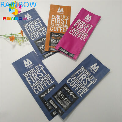 Quad Seal Matte Thành phẩm túi giấy Bao bì Gusset Túi cà phê có van