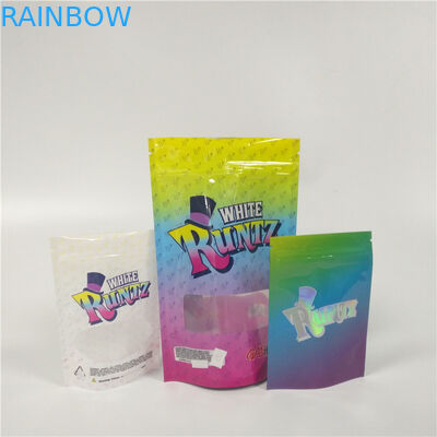 Túi nhựa 3,5 gram Bao bì đứng lên Mylar Ziplock Weed Runtz Túi gai