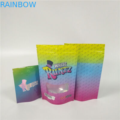 Túi nhựa 3,5 gram Bao bì đứng lên Mylar Ziplock Weed Runtz Túi gai