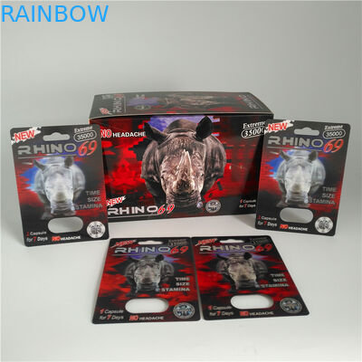 Rhino 69 Red Panther Thẻ 3d Vỉ nhựa Bao bì Kích cỡ tùy chỉnh cho Nam Capsule