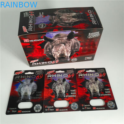 Rhino 69 Red Panther Thẻ 3d Vỉ nhựa Bao bì Kích cỡ tùy chỉnh cho Nam Capsule