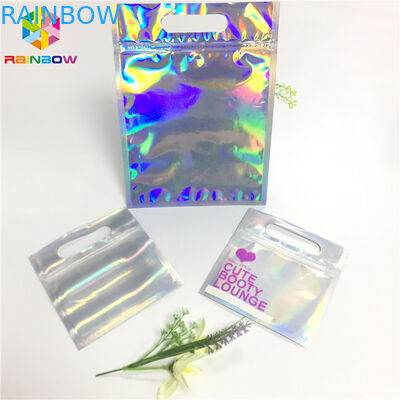 In túi kỹ thuật số Bao bì Túi rõ ràng Mặt trước Hologram Zip Lock Bag cho mẫu mỹ phẩm