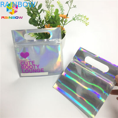 In túi kỹ thuật số Bao bì Túi rõ ràng Mặt trước Hologram Zip Lock Bag cho mẫu mỹ phẩm
