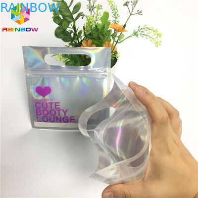In túi kỹ thuật số Bao bì Túi rõ ràng Mặt trước Hologram Zip Lock Bag cho mẫu mỹ phẩm