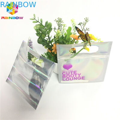 In túi kỹ thuật số Bao bì Túi rõ ràng Mặt trước Hologram Zip Lock Bag cho mẫu mỹ phẩm