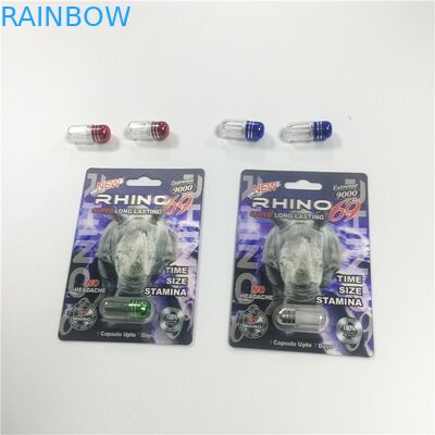 Mini Nhựa PS Chai Vỉ Bao bì Đóng gói Rhino 69 Viên thuốc Viên nang hình dạng viên đạn