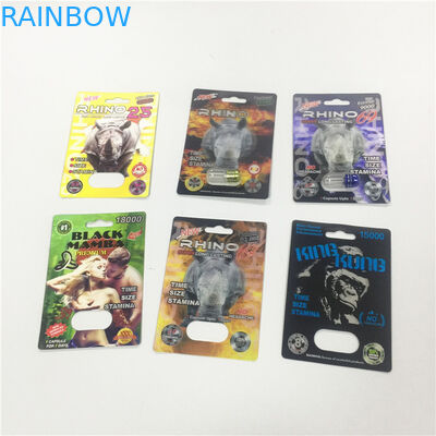 Mini Nhựa PS Chai Vỉ Bao bì Đóng gói Rhino 69 Viên thuốc Viên nang hình dạng viên đạn