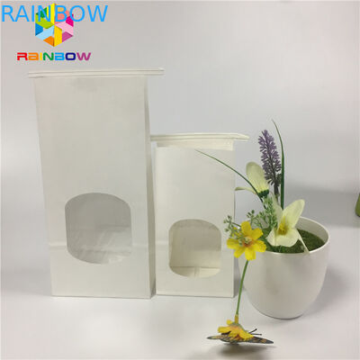 Mỡ Proof Snack Bag Bao bì Giấy trắng trơn Túi cửa sổ rõ ràng với Tin Tie