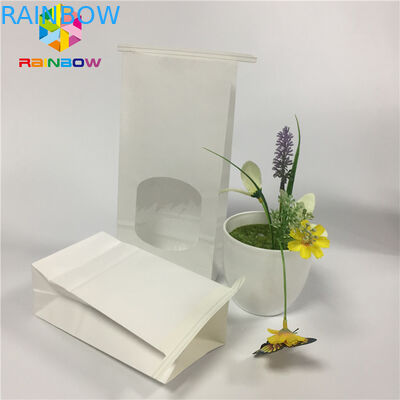 Mỡ Proof Snack Bag Bao bì Giấy trắng trơn Túi cửa sổ rõ ràng với Tin Tie