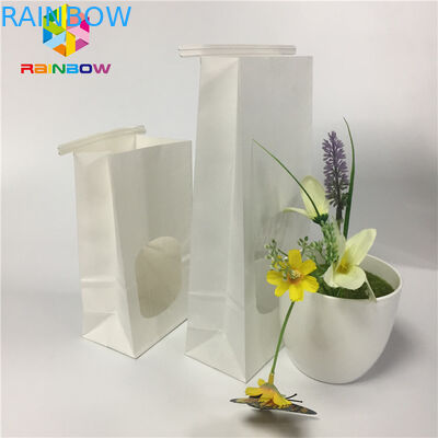 Mỡ Proof Snack Bag Bao bì Giấy trắng trơn Túi cửa sổ rõ ràng với Tin Tie