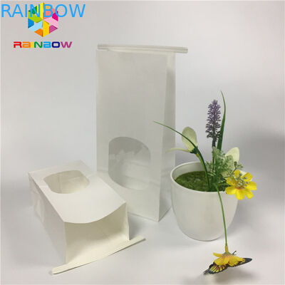 Mỡ Proof Snack Bag Bao bì Giấy trắng trơn Túi cửa sổ rõ ràng với Tin Tie
