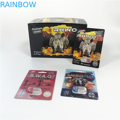 Logo tùy chỉnh Bao bì thẻ vỉ Nhãn riêng Nhãn đơn Rhino 3D 69 7 Black Panther