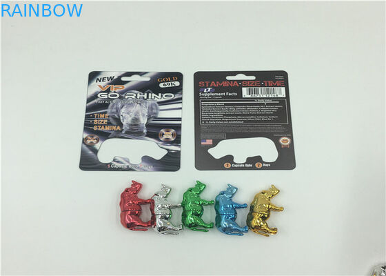 Hiệu ứng 3D Hologram Pill Blister Card Bao bì Rhino 69 Container Bullet Bền