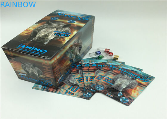 Gold 69K Rhino Powder Capsule Blister Pack Bao bì Thẻ 3D có nắp nhựa