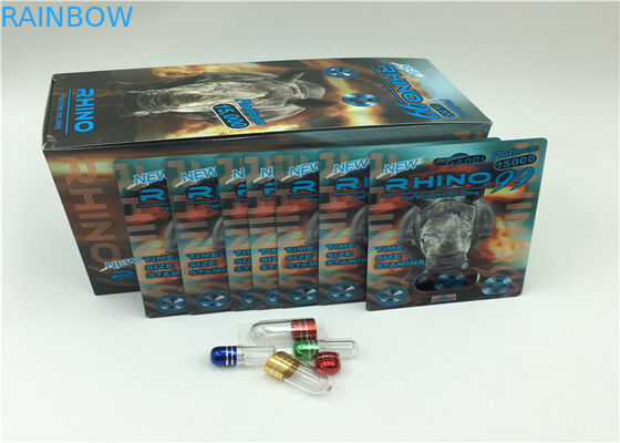 Gold 69K Rhino Powder Capsule Blister Pack Bao bì Thẻ 3D có nắp nhựa