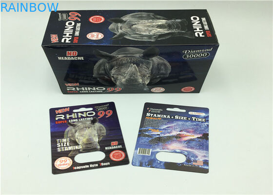 Rhino Powder Capsule Blister Card Bao bì cho nam Bột thuốc tăng cường tình dục