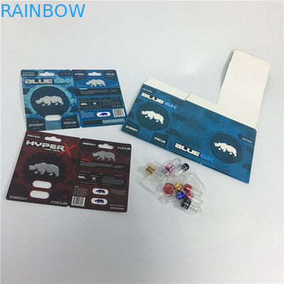 Thuốc nhuộm tình dục RHINO Blue 10K Blister Thẻ Bao bì In lụa Tùy chỉnh với hộp hiển thị
