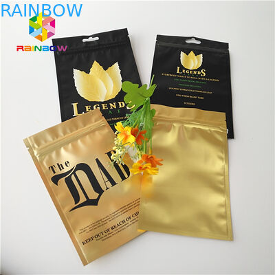 Túi nhựa bóng mờ Ziplock Bao bì Kim loại Vàng Lá cho Cbd Kratom