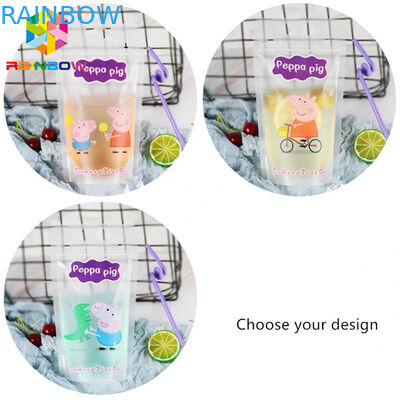 Túi đựng thức ăn lỏng trong suốt Túi đựng bao bì đứng lên FDA với tay cầm / ống hút