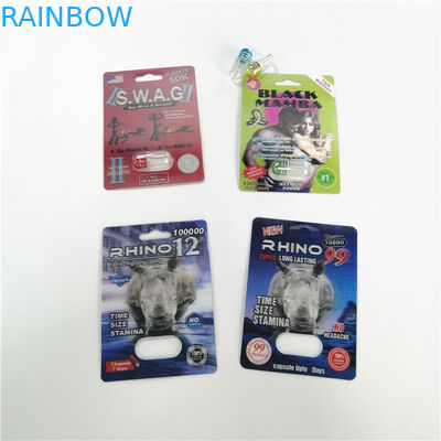 Logo Tùy chỉnh Sex Pills Bao bì Vỉ Rhino Black Panther Gói thuốc tăng cường cho nam