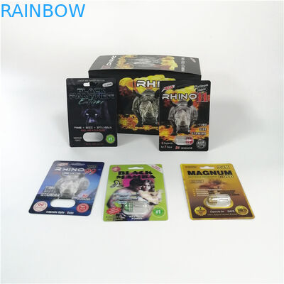 Logo Tùy chỉnh Sex Pills Bao bì Vỉ Rhino Black Panther Gói thuốc tăng cường cho nam