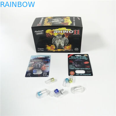 Logo Tùy chỉnh Sex Pills Bao bì Vỉ Rhino Black Panther Gói thuốc tăng cường cho nam