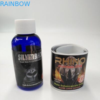 Glossy Kết thúc Bao bì Thẻ Vỉ Nhãn tự quảng cáo Nhãn dán tê giác cho thức uống tăng cường nam