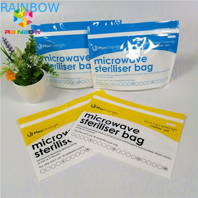 Máy tiệt trùng lò vi sóng bằng nhựa đứng lên Zipper Zipper Túi cho em bé / Chai